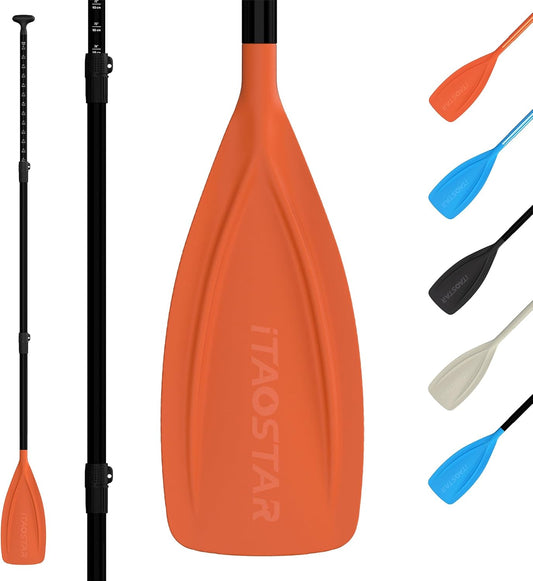 Paddle Board Paddle Detachable, Stand Up Paddle for Adults with Double Locks, Kayak Paddle Adjustable with Glass Fiber Blade, Floating Paddle Board Oar with Lightweight