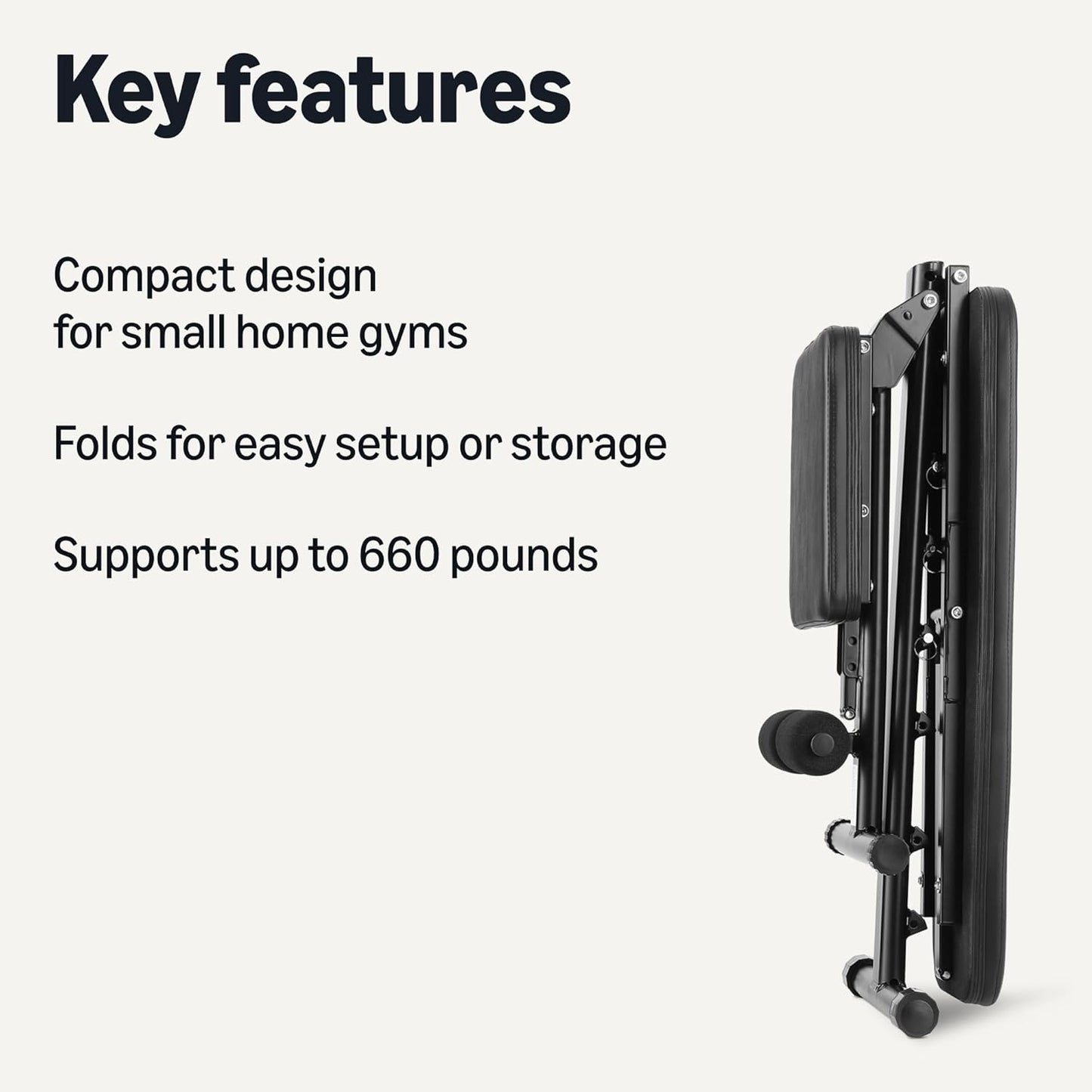 Amazon Basics Adjustable Workout Weight Bench Press, Foldable for Home Gym, Black