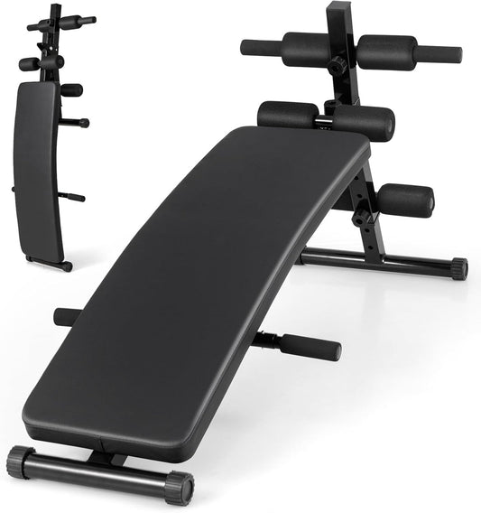 GYMAX Sit Up Bench, Decline Sit up Bench with 5-level Adjustable Height, 300lbs Capacity & Anti-slip Foot Pads, Foldable Ab Bench for Full Body Workout, Incline Slant Bench for Home Gym