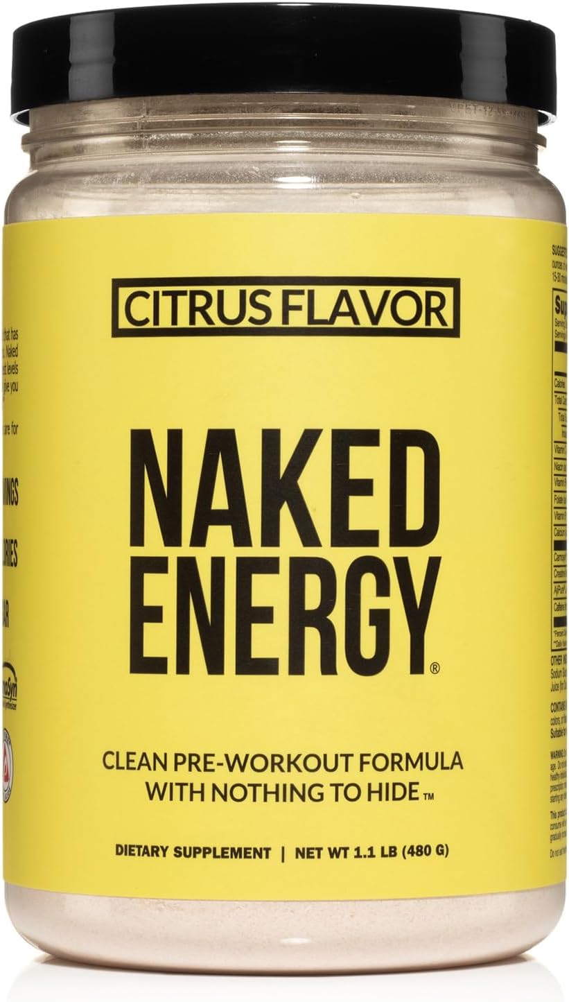 NAKED Citrus Energy - Citrus Flavored Clean Pre Workout Supplement for Men and Women, Vegan Friendly, No Added Sweeteners, Colors Or Flavors - 30 Servings