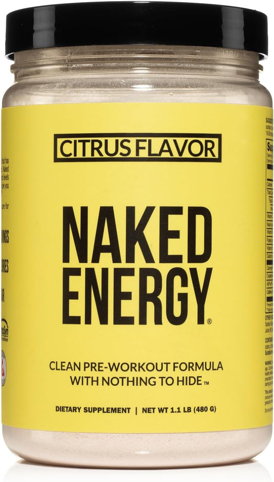 NAKED Citrus Energy - Citrus Flavored Clean Pre Workout Supplement for Men and Women, Vegan Friendly, No Added Sweeteners, Colors Or Flavors - 30 Servings