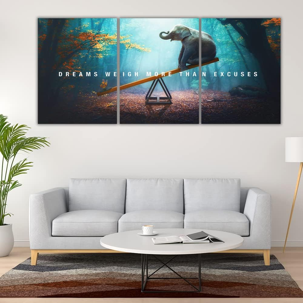 Yetaryy Motivational Poster Inspirational Wall Art 3 Pieces Canvas Painting Lion Artwork for Living Room Office Modern Home Decor Prints Pictures Wall Decor Framed Ready to Hang [60''Wx 28''H]