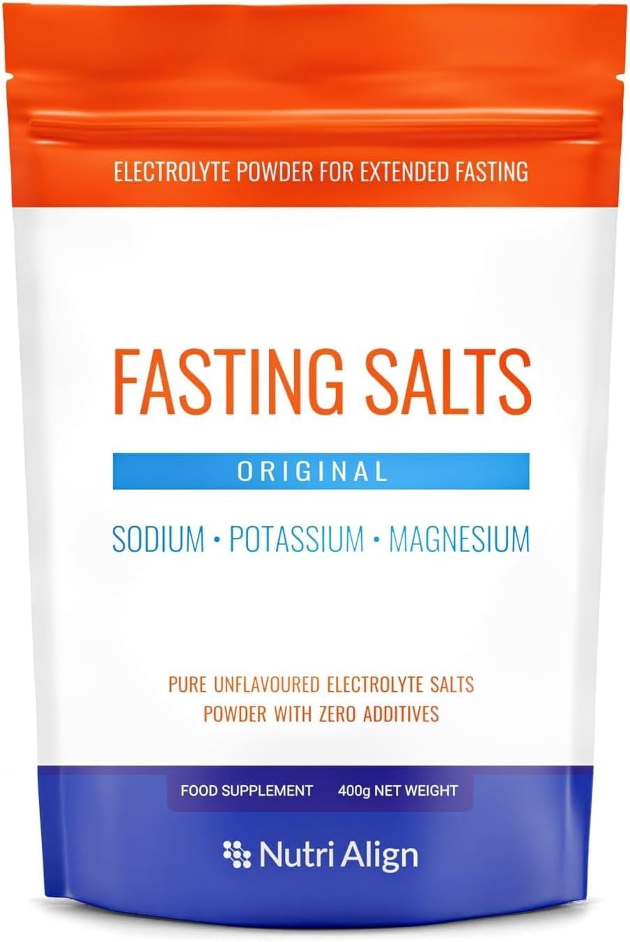 Nutri-Align Fasting Salts Fasting Electrolytes Powder | Pure Unflavoured Electrolytes for Fasting - Intermittent & Extended Fasting | 400g Sodium Potassium Magnesium Fasting Salt | Filler & Sugar Free