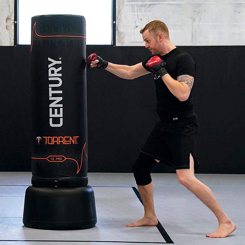 Century Torrent Freestanding Punching Bags - T1 or T2 Options | Black Free Standing Training Heavy Bag | Ideal for Martial Arts, Boxing, Kickboxing and Cardio Workouts | Designed for Men and Women