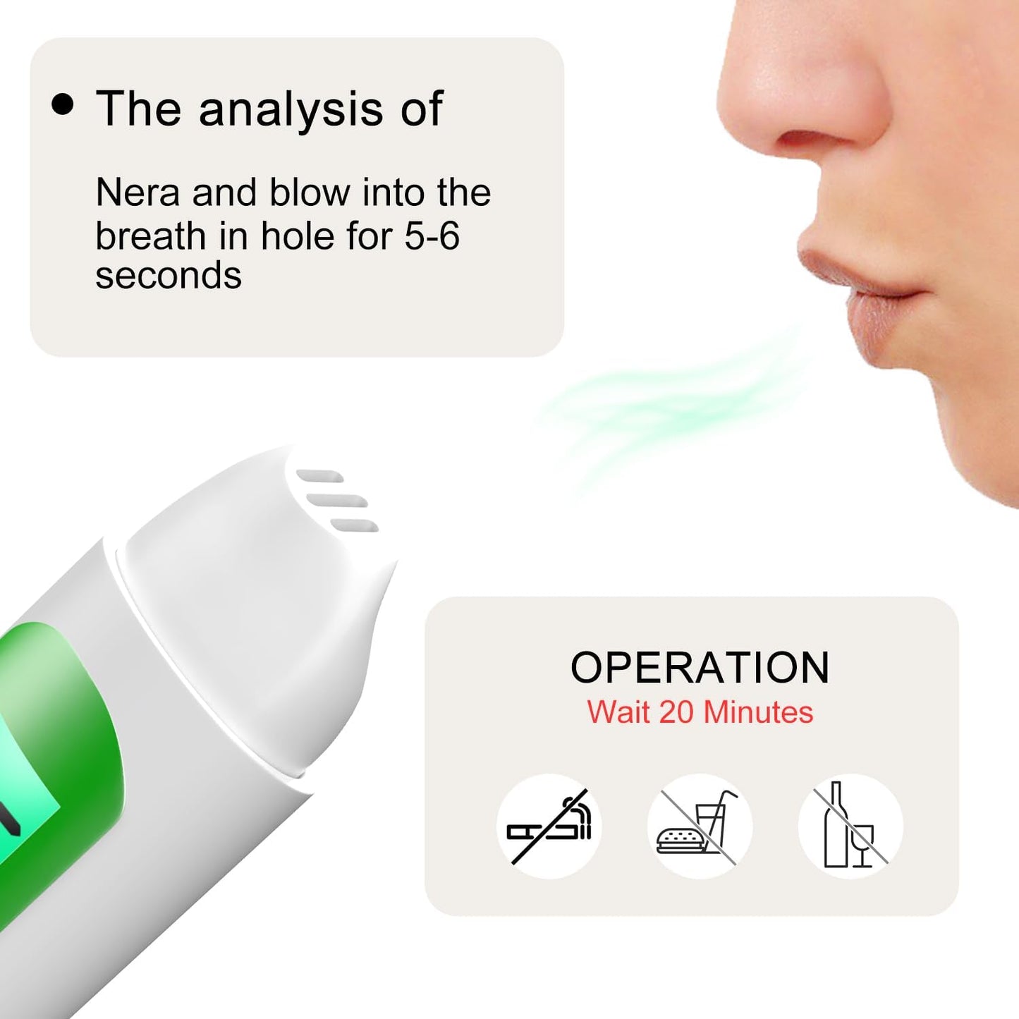 Ketone Breath Meter, Built in Rechargeable Battery Ketosis Tester, Helps You Enter Ketosis Easily(mmol/L) (White)