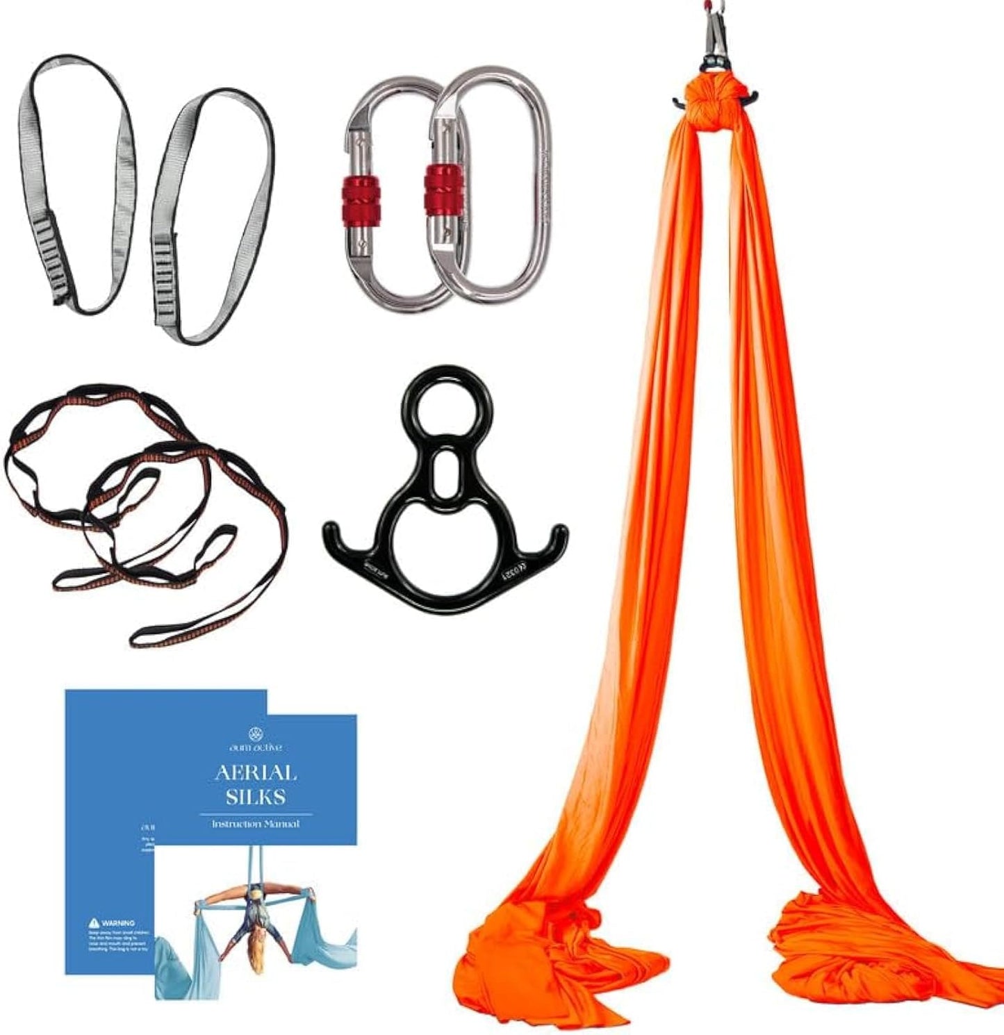 Aerial Silks Starter Kit - Durable 9 Yards of Aerial Yoga Hammock with Hardware & Guide - Aerial Swing for Acrobatic Flying Yoga & All Levels (Aerial Rigging Point Up to 13ft)