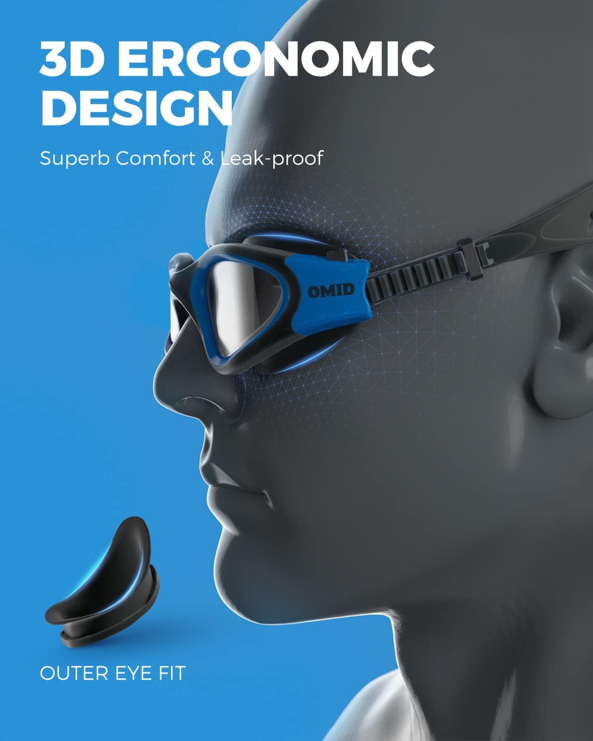 OMID Swim Goggles, P2 Polarized Swimming Goggles for Men Anti-fog Goggles Swimming for Adult Women