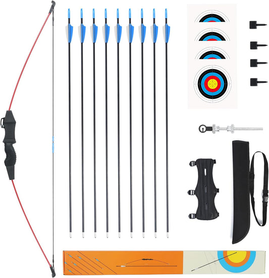 40" Youth Bow and Arrow Set for Kids 8-12 & Teens - Ambidextrous Recurve Archery Gear with Safety Arrows - Toys for Ages 8-13, Backyard Games Gift for Beginner Archers