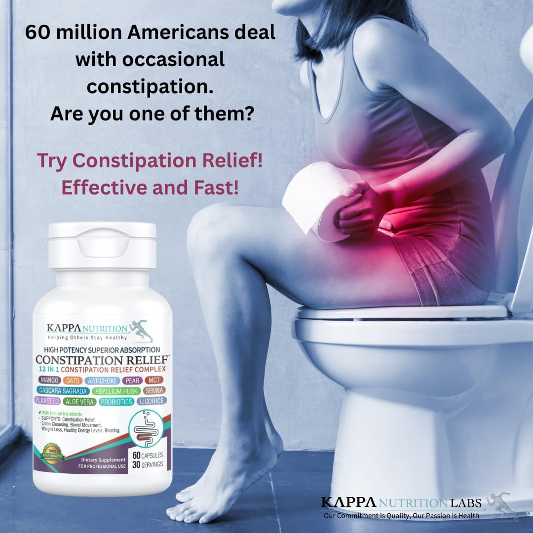 Constipation Relief & Advanced Gut Cleanse Detox for Women and Men – with Cascara Sagrada, Psyllium Husk, Senna Leaf & Probiotics – Non-GMO Colon Cleanse – 60 Capsules – Take 1–2 Daily