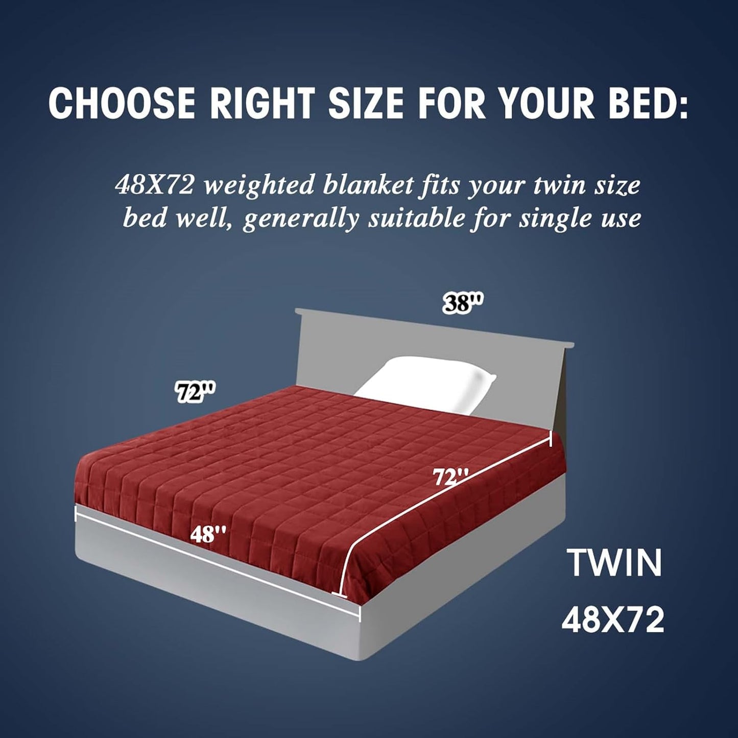 yescool Weighted Blanket for Adults (12 lbs, 48" x 72", Red) Cooling Heavy Blanket for Sleeping Perfect for 110-130 lbs, Twin Size Breathable Blanket with Premium Glass Bead, Machine Washable