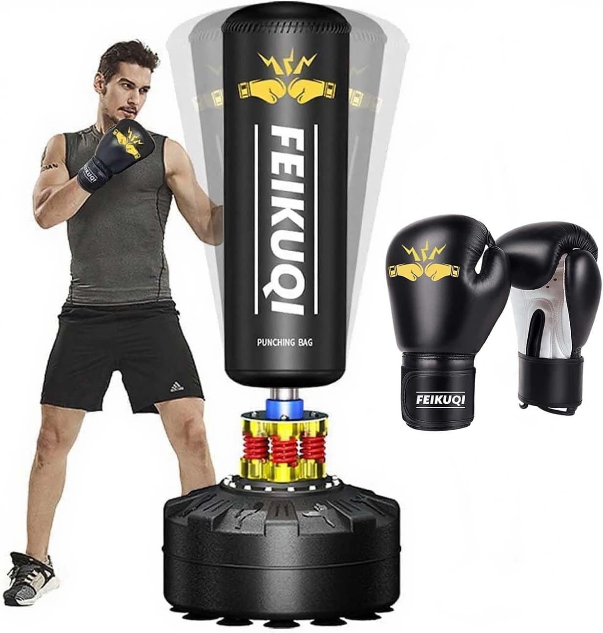 Punching Bag for Adults, Boxing Bag with Stand 70''-205lbs Freestanding Punching Bag for Adults - Kickboxing Bag for Home Gym Office