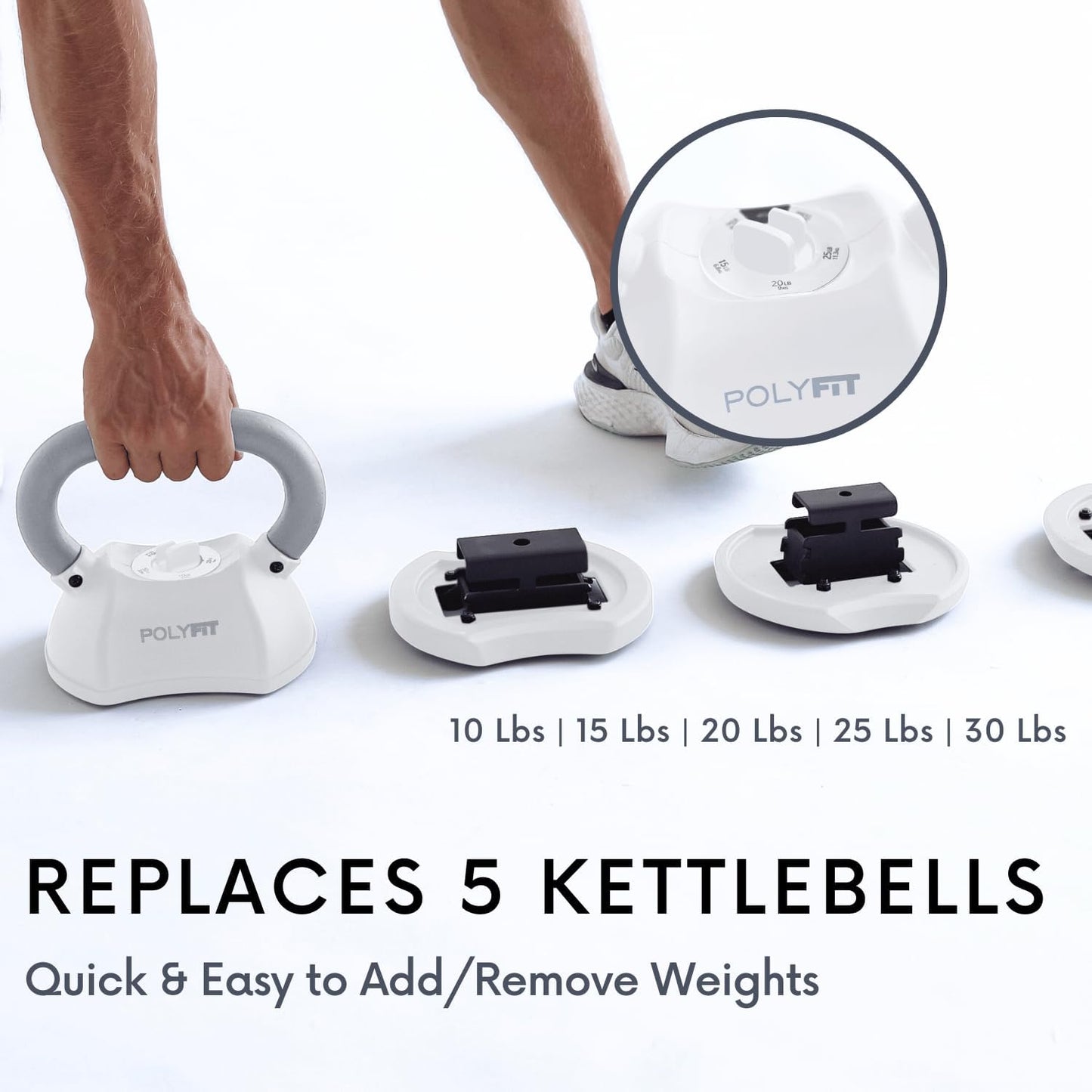 Polyfit Adjustable Kettlebell Set | 30/40/50 lbs | Kettlebell Weights for Home Gym