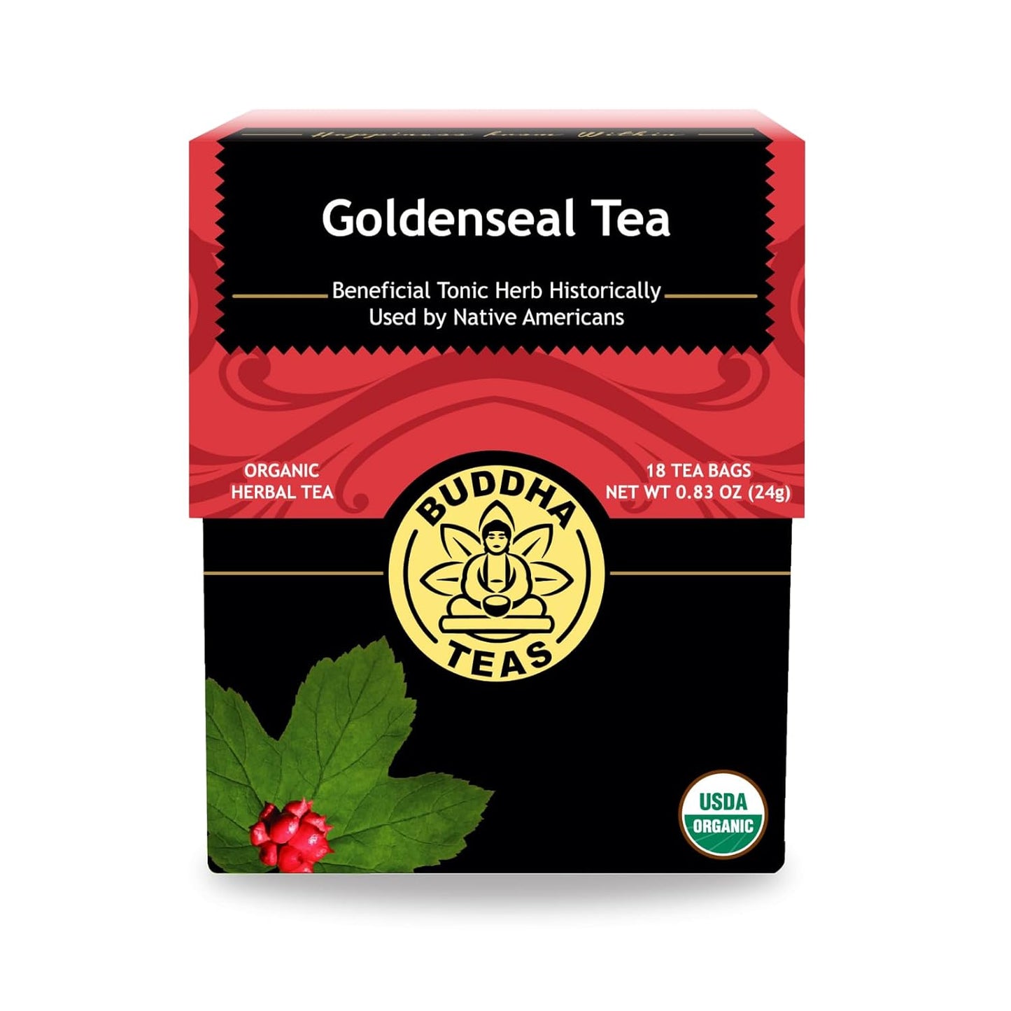 Buddha Teas Organic Goldenseal Tea - OU Kosher, USDA Organic, CCOF, 18 Bleach-Free Tea Bags