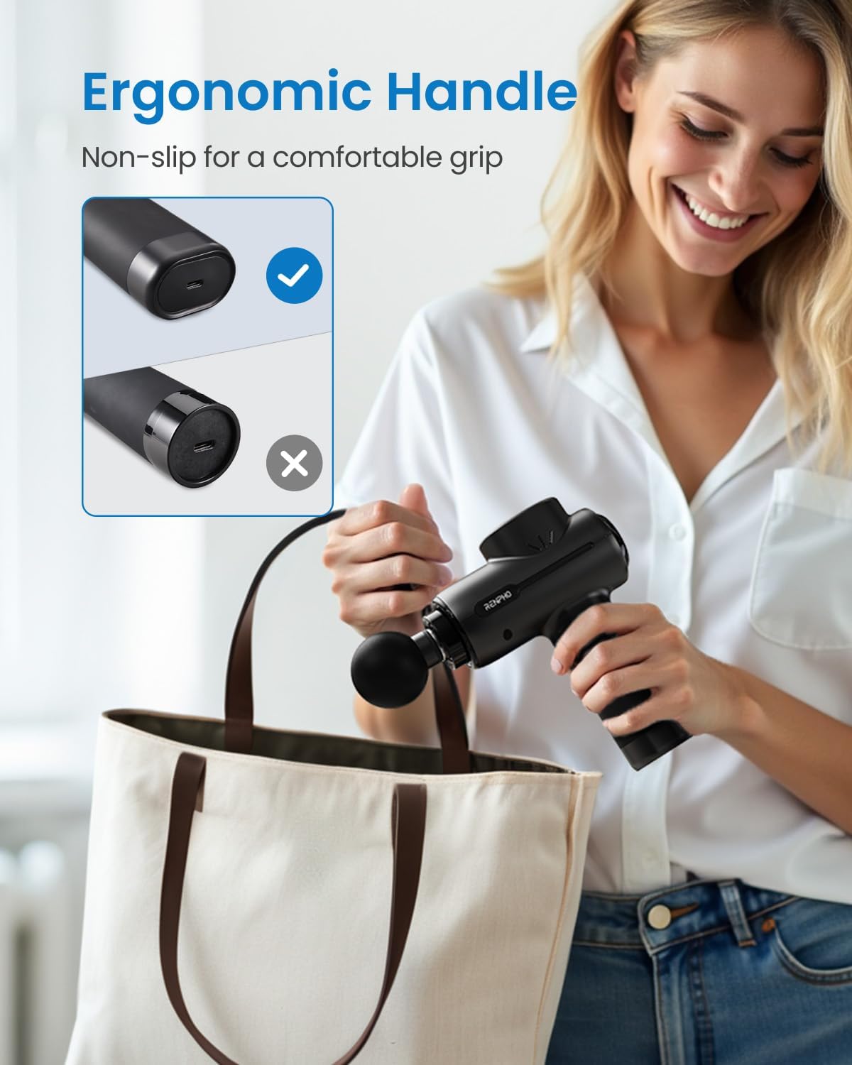 RENPHO Massage Gun Deep Tissue, Portable Percussion Muscle Massager with Bluetooth, Handheld Device for Back and Neck, Carry Case, Gifts for Men and Women