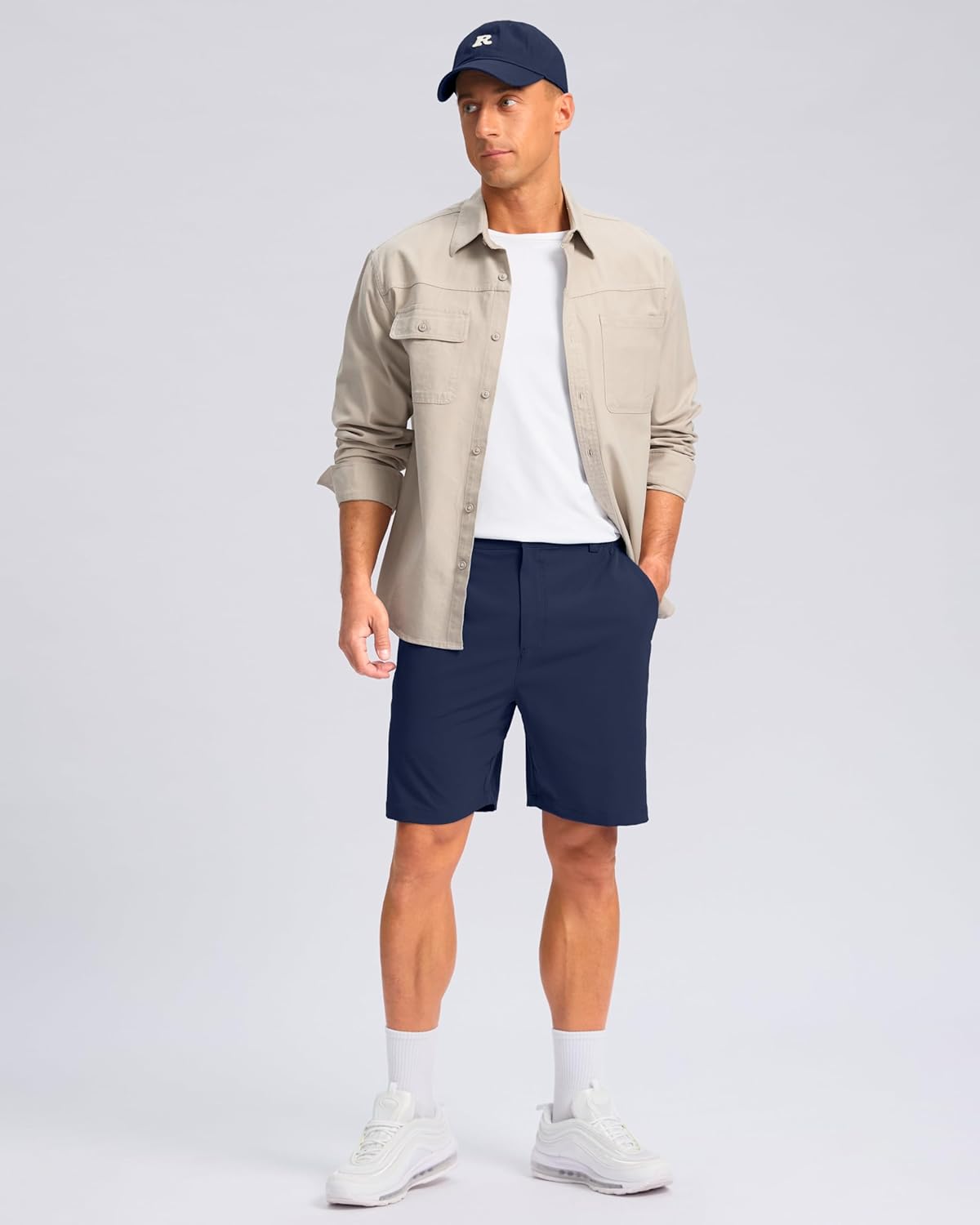 Pudolla Men's Casual Shorts 7"/9" Lightweight Golf Shorts with 3 Pockets Stretch Quick Dry Comfy Work Shorts