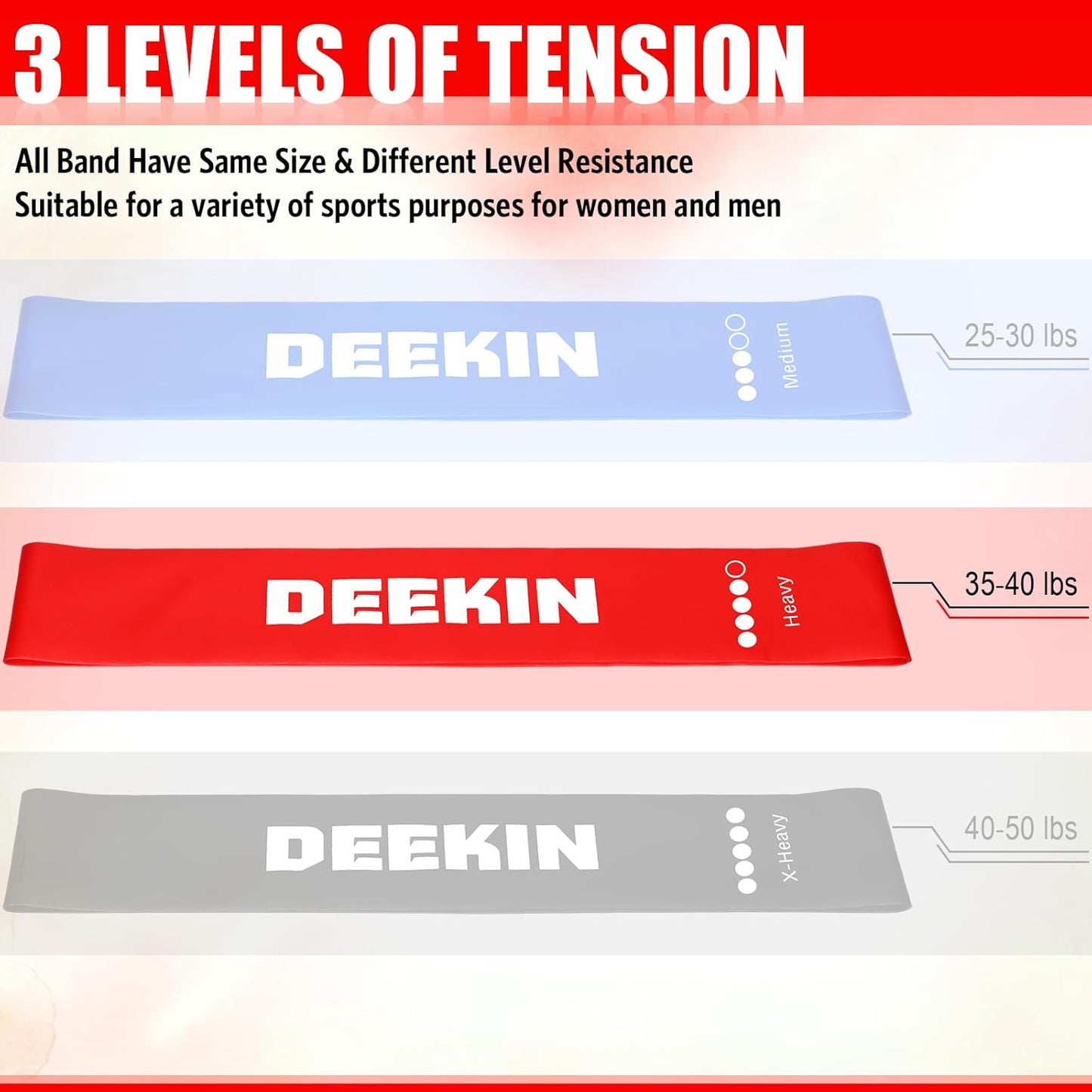 Deekin 20 Pcs Resistance Bands Resistance Loop Exercise Bands Exercise Equipment Elastic Drap Ring for Women and Men Home Fitness, Gym, Yoga