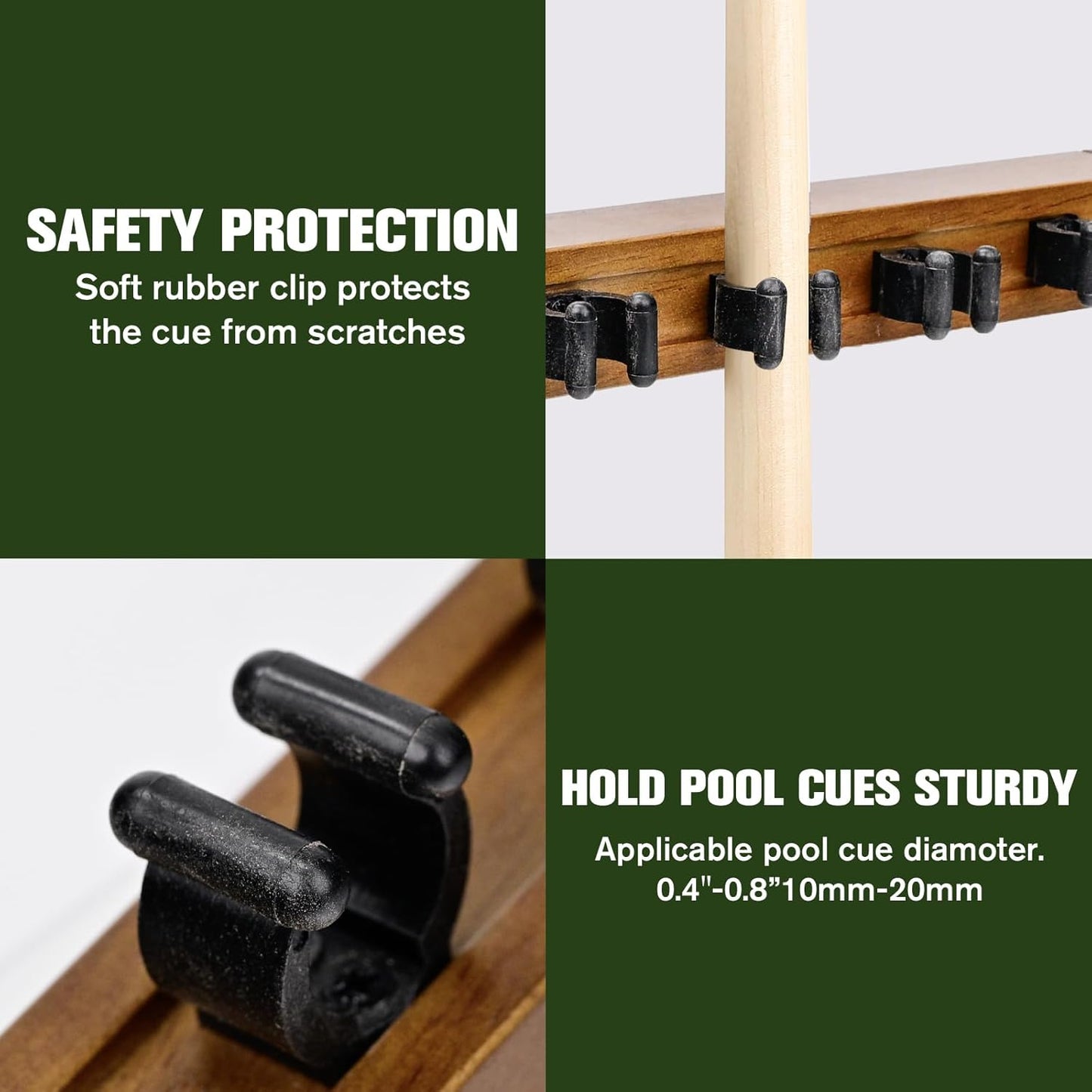 Pool Stick Holder - Wall Mounted with 6/8 Stick Capacity