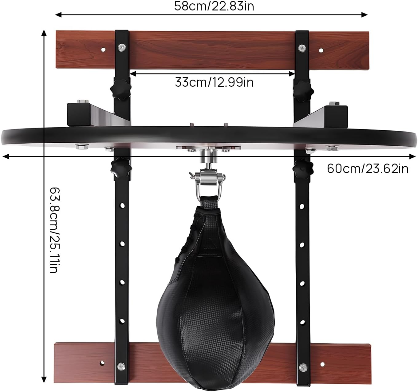 Speed Bag Platform Kit, Height Adjustable Boxing Training Equipment with Air Pump 360° Swivel, Wall Mount Punching Bag Boxing Training Full Kit for Fitness Enthusiasts