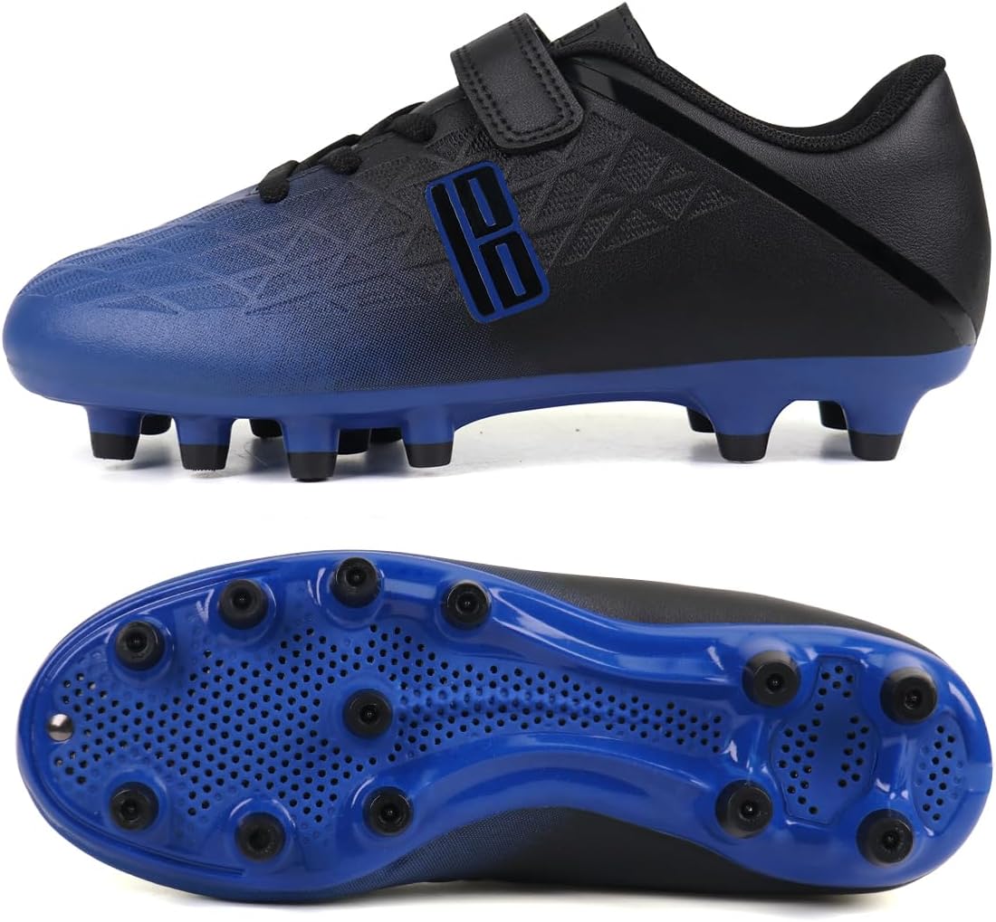 brooman Kids Firm Ground Soccer Cleats Boys Girls Athletic Outdoor Football Shoes