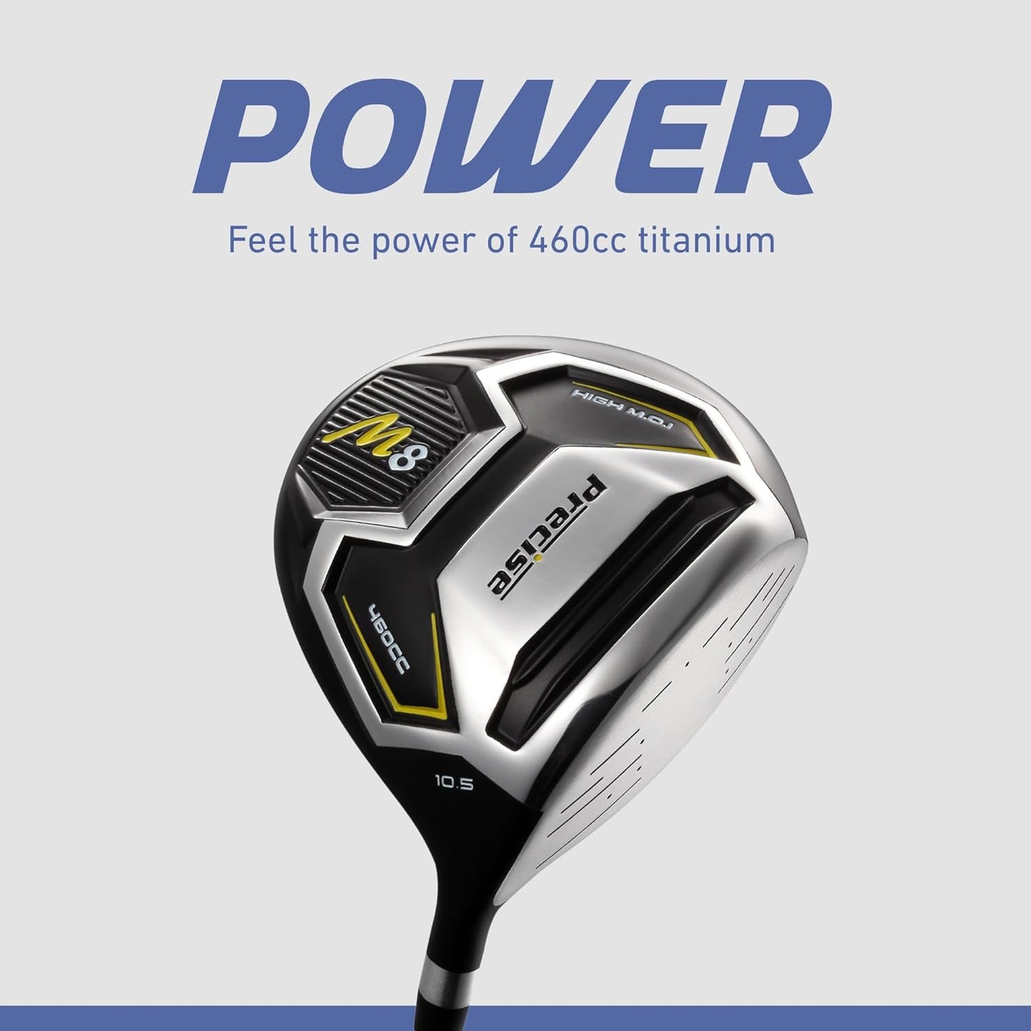 Precise M8 Men’s Golf Clubs Set – Complete 17-Piece Right-Handed Set with Driver, Fairway Wood, Hybrids, Irons (6-SW), Putter, Stand Bag & Headcovers – Kevlar Graphite Shafts – Regular/Tall Sizes