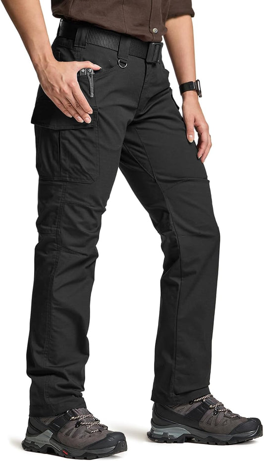 CQR Women's Flex Stretch Tactical Pants, Water Resistant Ripstop Cargo Work Pants with Pockets for Outdoor & Hiking
