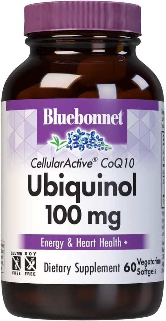 Bluebonnet Ccellular Active CoQ10 Ubiquinol Vegetarian Softgels, 100 mg, Maroon, 60 Count