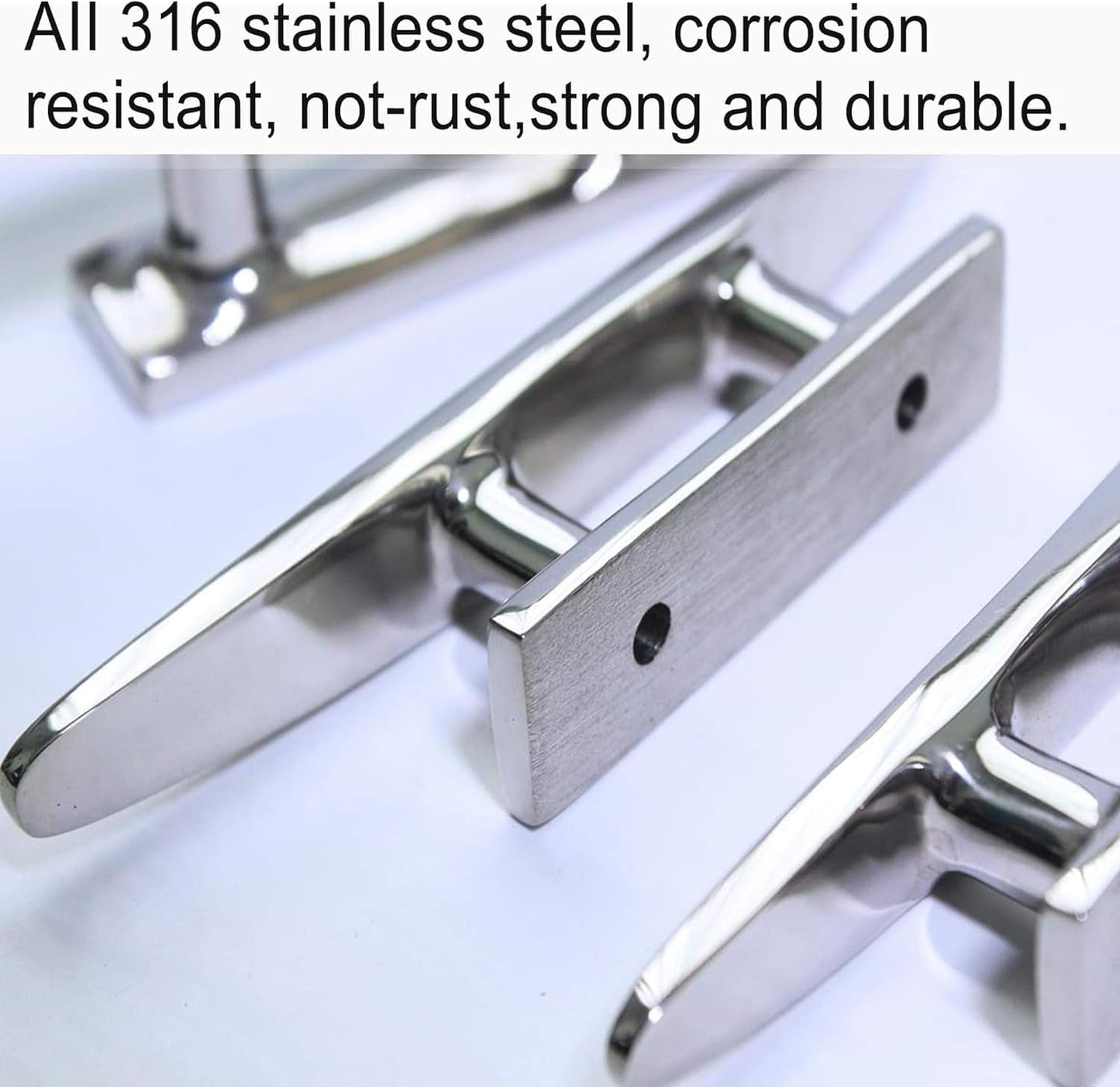 Boat Cleat Open Base Boat Cleat 4/5/6/8 inch, Dock Cleat All 316 Stainless Steel Boat Mooring Accessories, Include Installation Accessories Screws