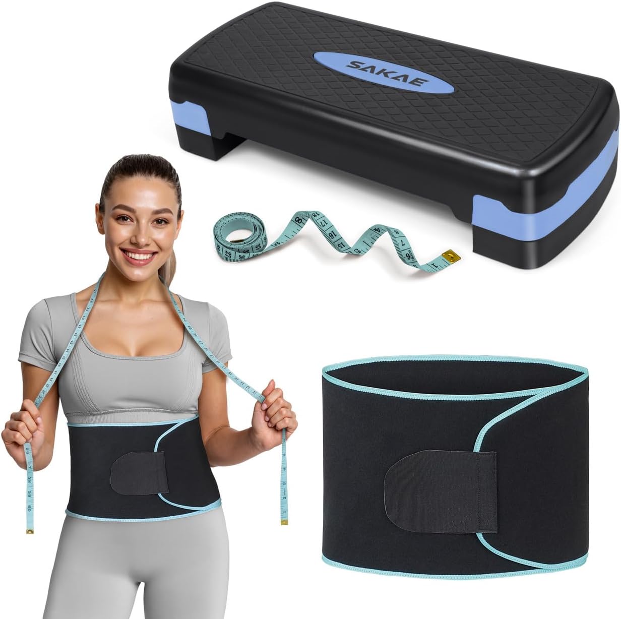 Adjustable Height Aerobic Stepper Set, Multiple Bundle Options with Dumbbells, Kettlebell, Waist Trimmer, Ankle Weights or Weighted Vest, Workout Exercise Step Platform w/Level Risers, 4 Colors