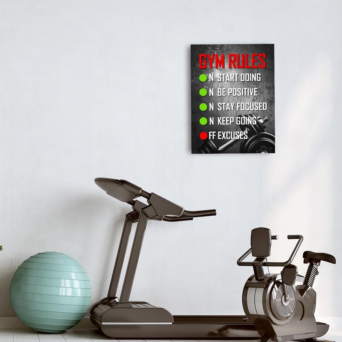 OTINGQD Inspirational Gym Wall Decor,Fitness Quotes Wall Art,Gym Rules Wall Decor,Workout Canvas Wall Art