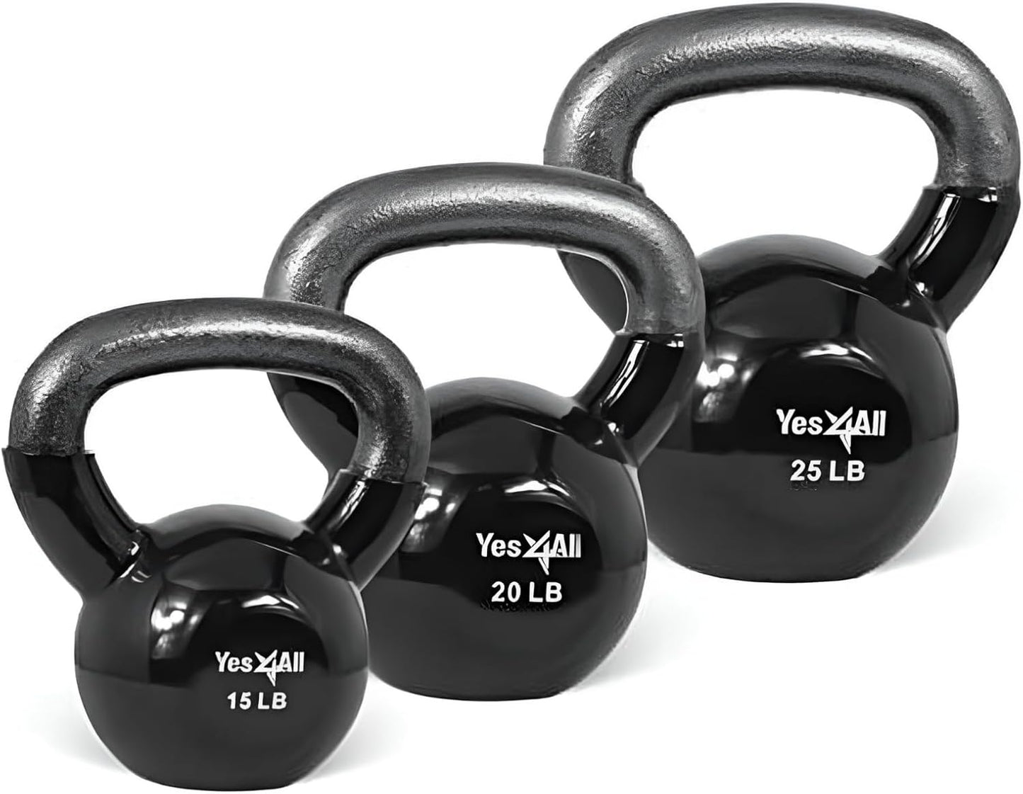Yes4All Kettlebell Set Vinyl Coated Weights Combo for Full Body Workout Equipment Push up, Grip Strength Training, Dumbbell Weights Exercises