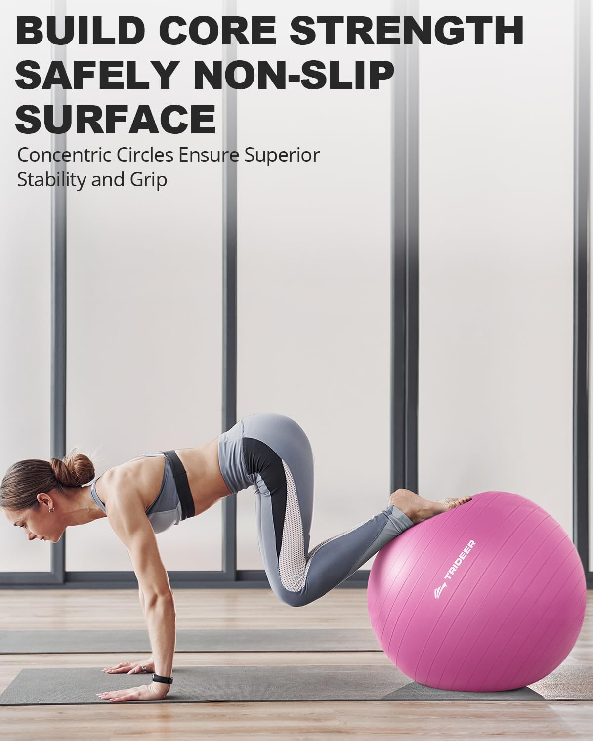 Trideer Extra Thick Yoga Ball Exercise Ball, 5 Sizes Gym Ball, Heavy Duty Ball Chair for Balance, Stability, Pregnancy, Quick Pump Included