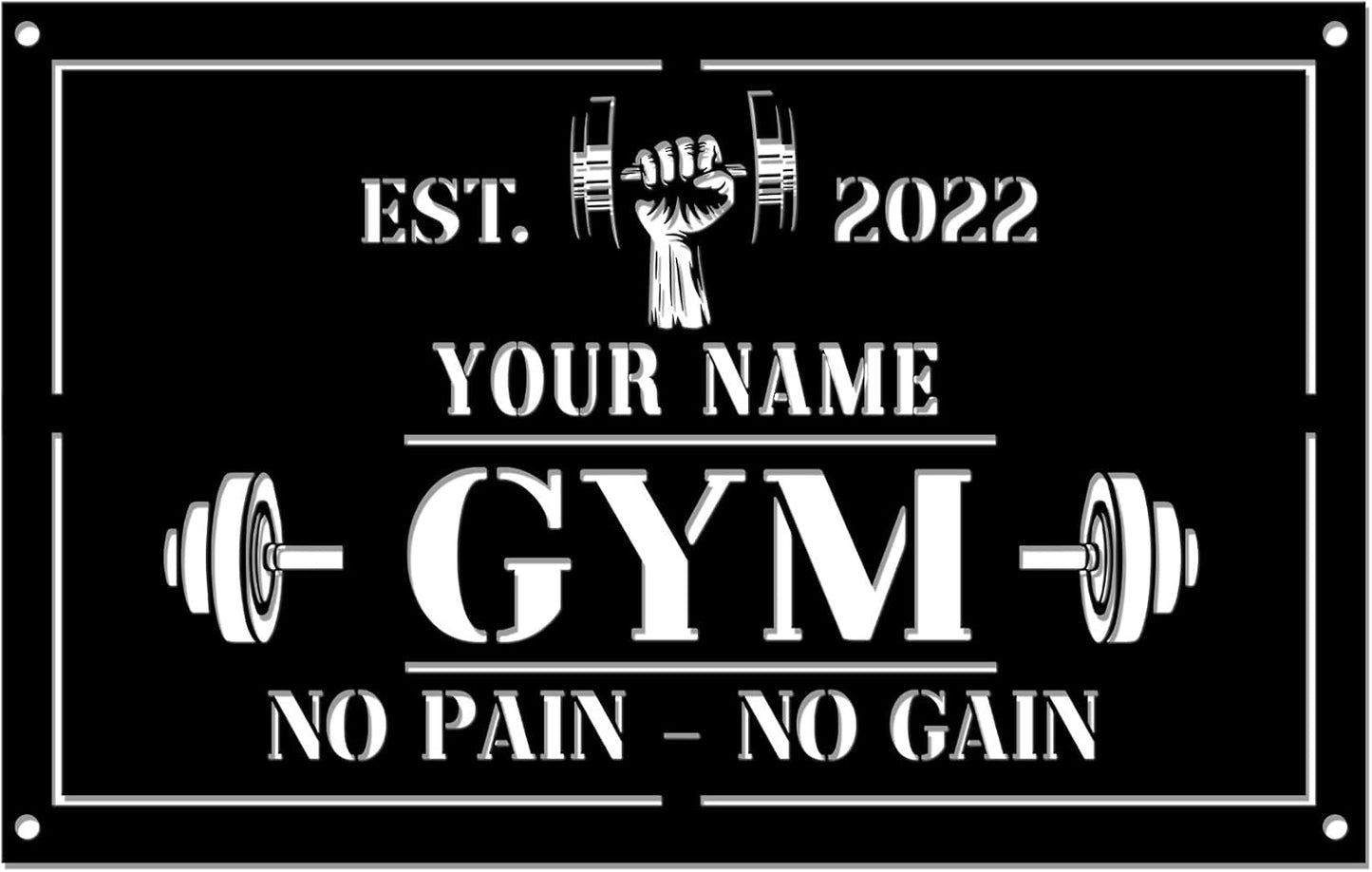 Personalized Home Gym LED Tin Metal Sign Multiple Sizes, Gym Sign Wall Decor, Exercise Workout Room Decor Fitness Center, Motivational Inspirational Hanging Wall Art Wall Plaque (01 w/o lights)