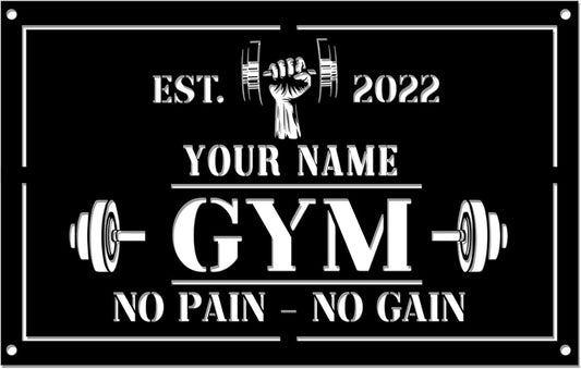Personalized Home Gym LED Tin Metal Sign Multiple Sizes, Gym Sign Wall Decor, Exercise Workout Room Decor Fitness Center, Motivational Inspirational Hanging Wall Art Wall Plaque (01 w/o lights)