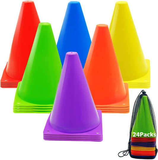 12/24/48Pcs Soccer Cones,7" or 9" Soccer Cones for Training, Multicolor Cones Sports Soccer Training Cones, Field Cones for Skating Basketball Football Drills Practice