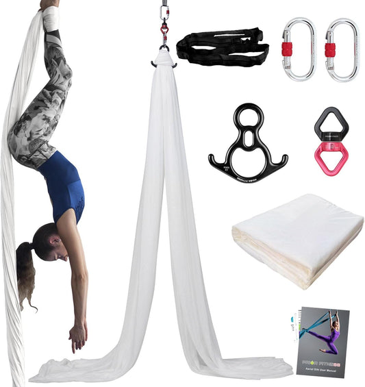 PRIOR FITNESS Aerial Silks Kit Colorful 9/15/20 Yards 40D Nylon Fabric Hammock Set With Hardware & Guide for All Levels Of Aerial Yoga Practice and Acrobatic Flying For Adults Aerial silk