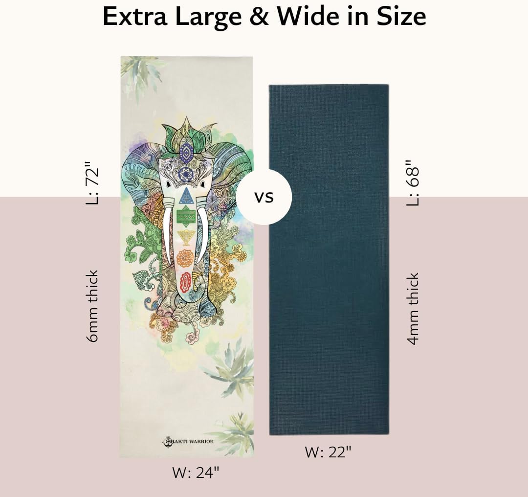 TPE Yoga Mat - Artist Designed, Premium eco friendly mats, Non Slip, Non toxic, Great For Regular & Hot Yoga, Pilates and Workouts (72 inch x 24 inch x 6mm thick)