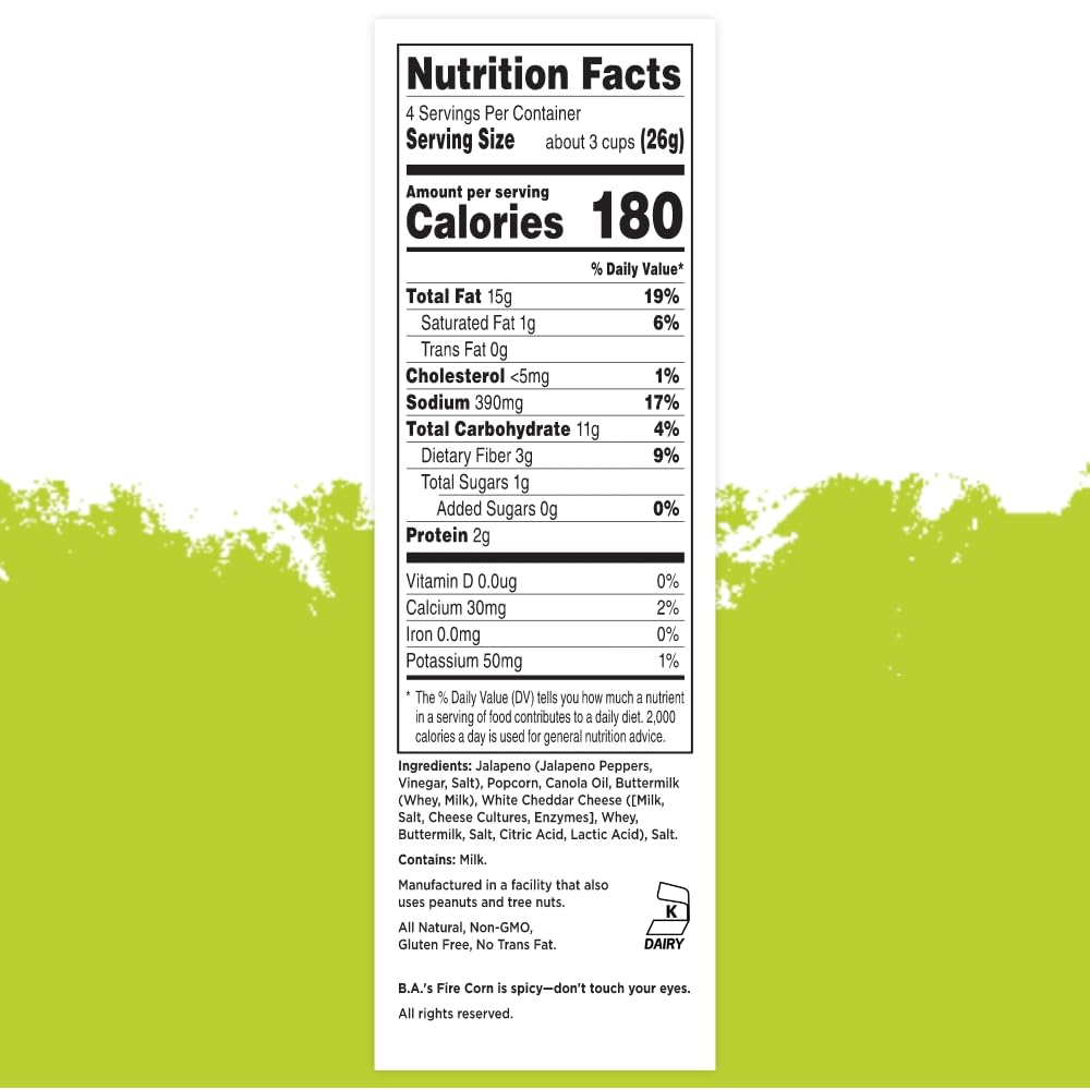 Fire Corn Popcorn Pack of 6 Real Jalapeno Popcorn with White Cheddar Flavor Gluten Free, Spicy, Non-GMO, Healthy Snack Founded & Owned by Combat Veteran, 4.5 oz Sharing Bags