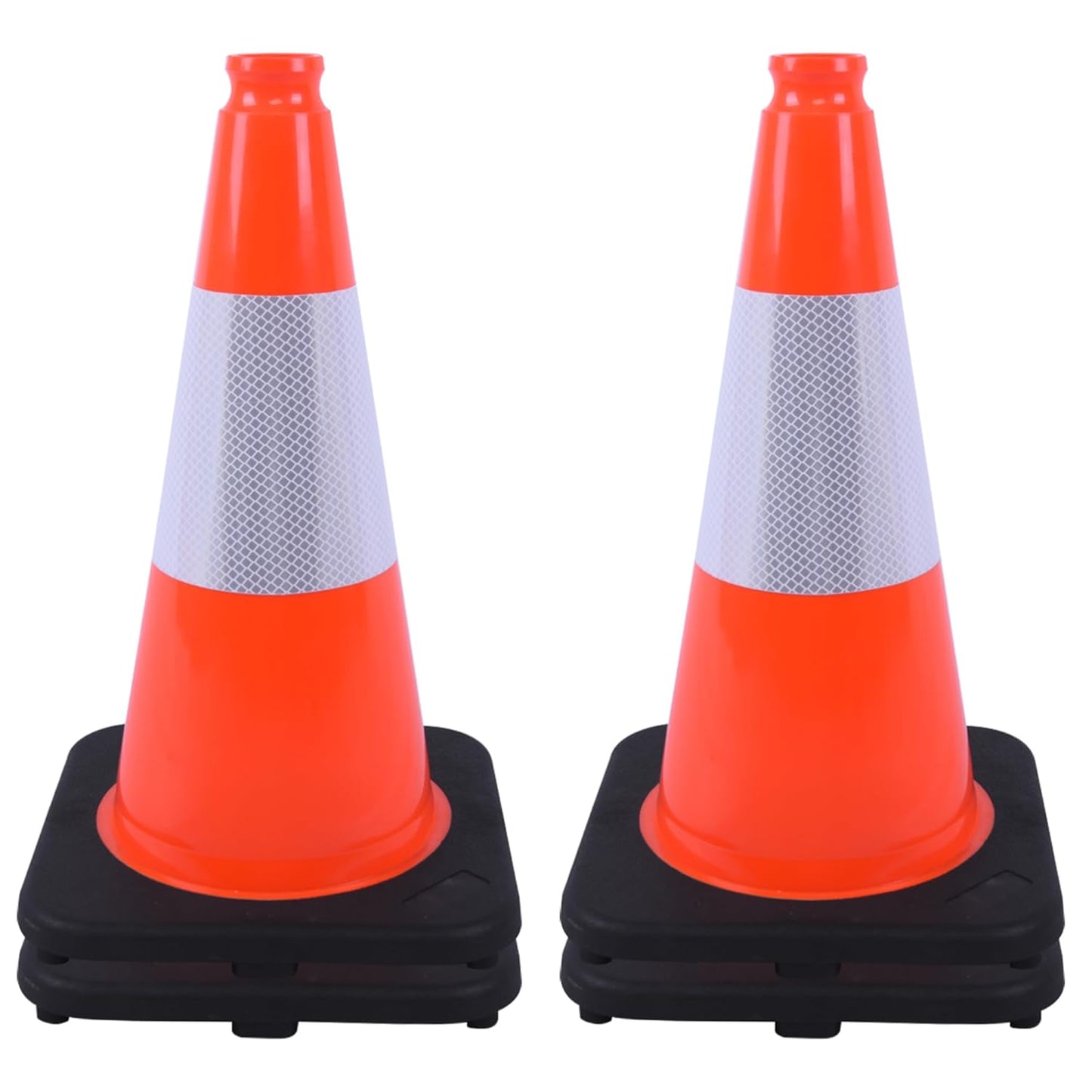 OrangeStar 4-Pack 18" Traffic Cones with Weighted Rubber Base, 6" Reflective Collar, Orange Safety Cones for Parking Lot, Road Construction, Warehouse, Highway, Weatherproof PVC