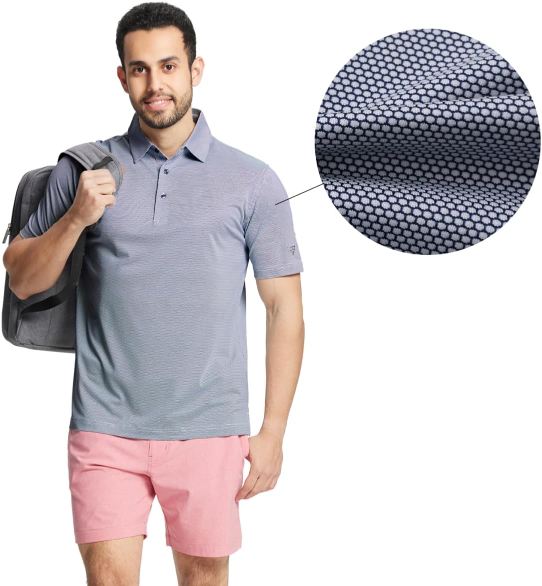 M MAELREG Golf Shirts for Men Dry fit Sports Jacquard Lightweight Performance Texture Short Sleeve Collared Polo Shirts