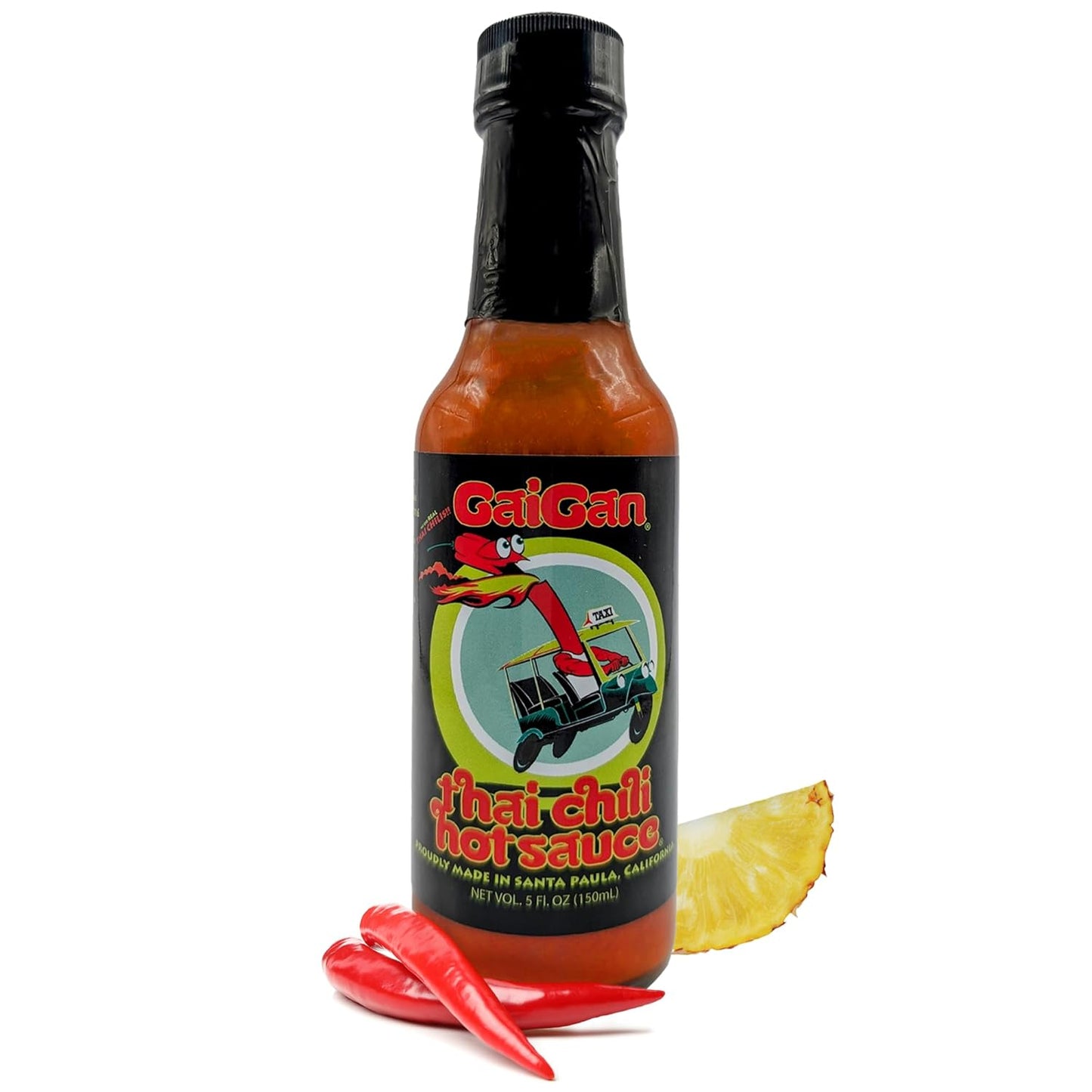 GaiGan - Thai Chili Pineapple Hot Sauce, Low-Calorie, All Natural Vegan Condiments with Low Sodium, Gluten Free & No Preservatives, 150 mL