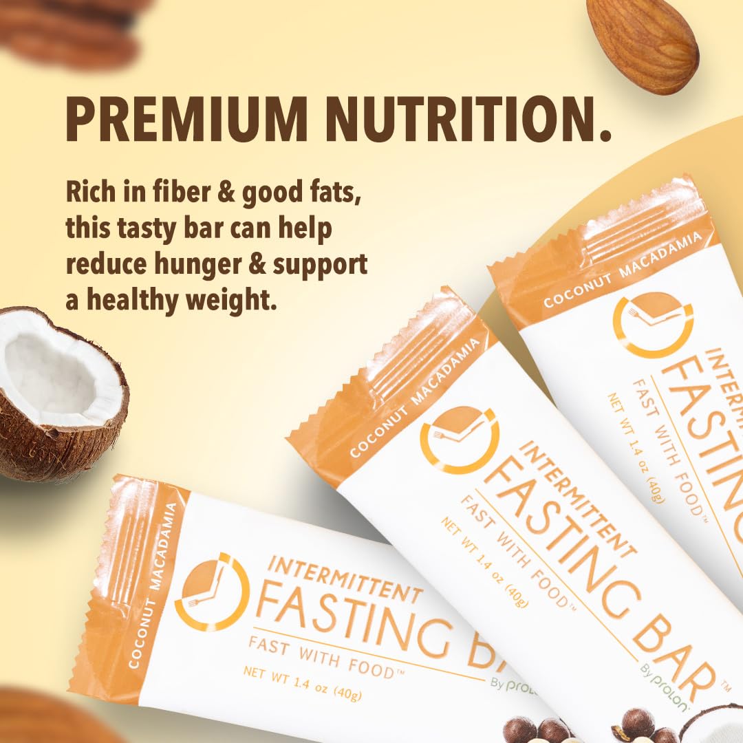 Prolon Fast Bars | Keto, Gluten Free, Dairy Free, Plant Based Protein, Intermittent Fasting Bars | Developed to Not Break Your Fast | Coconut Macadamia Nut, 12 Ct