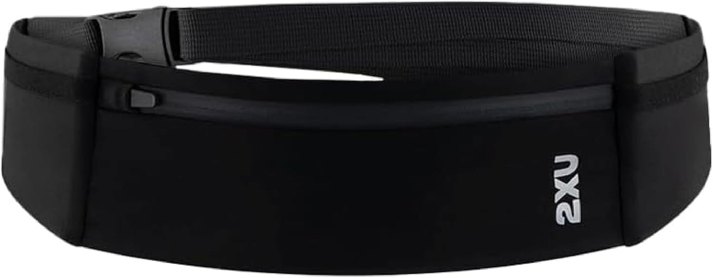2XU Unisex Run Belt Black - Lightweight and Adjustable Fitness Waist Pack for Running, Jogging, and Outdoor Activities - Securely Holds Phone, Keys, and Essentials - One Size