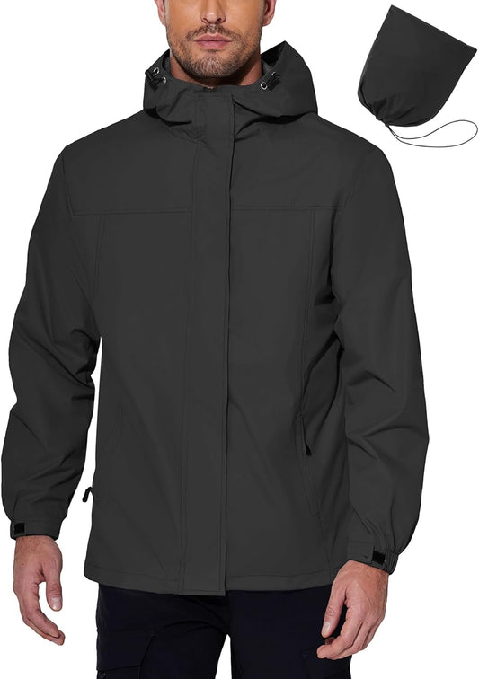 COOFANDY Men's Rain Jacket Waterproof With Hood Lightweight Packable Shell Raincoat Windbreaker For Cycling Golf Travel