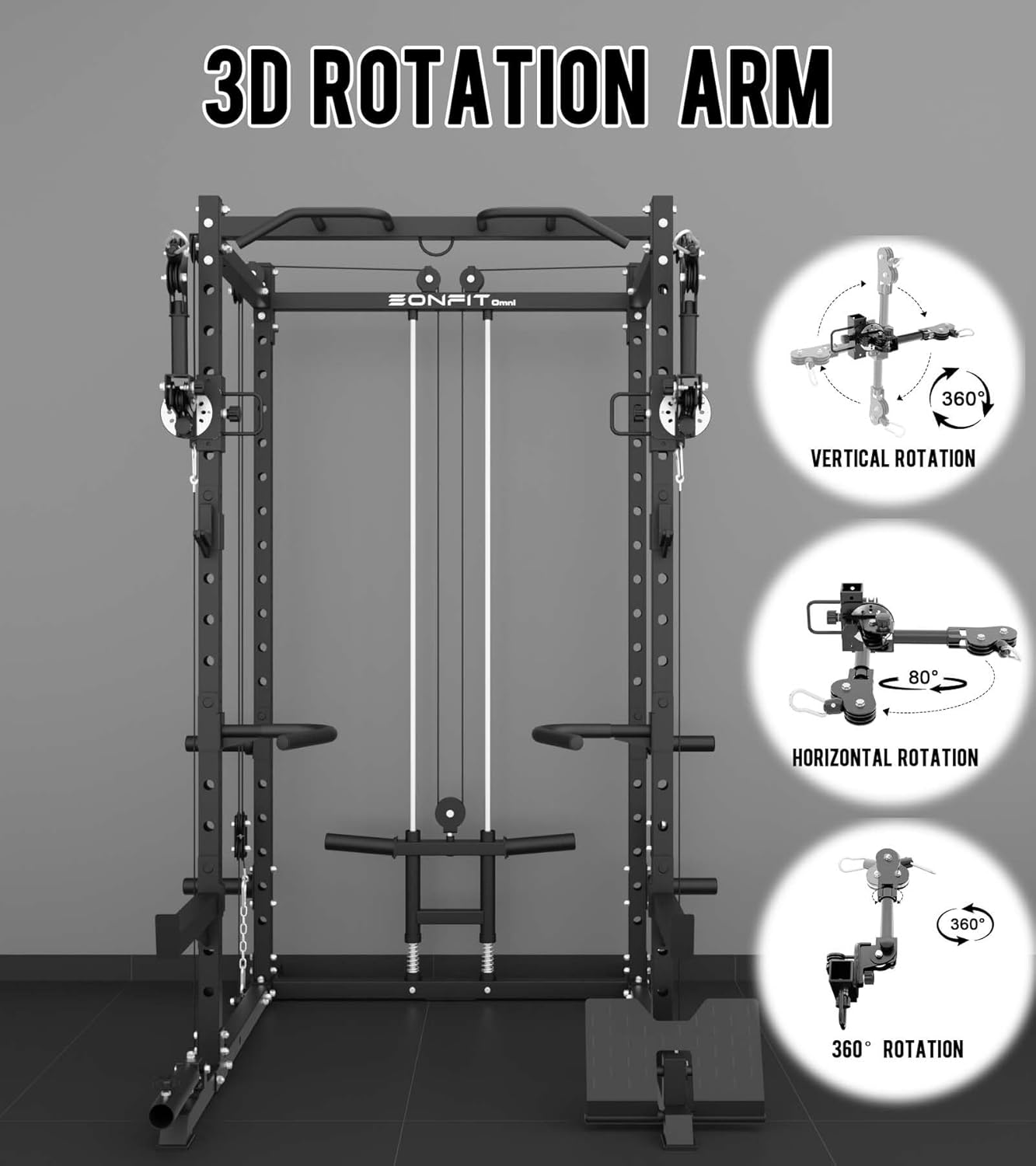 Eonfit E2 Power Cage，1500LB Squat Rack with Cable Crossover System.Multi-Function Power Rack for Home Gum.All-in-One Squat Rack with More Training Attachments