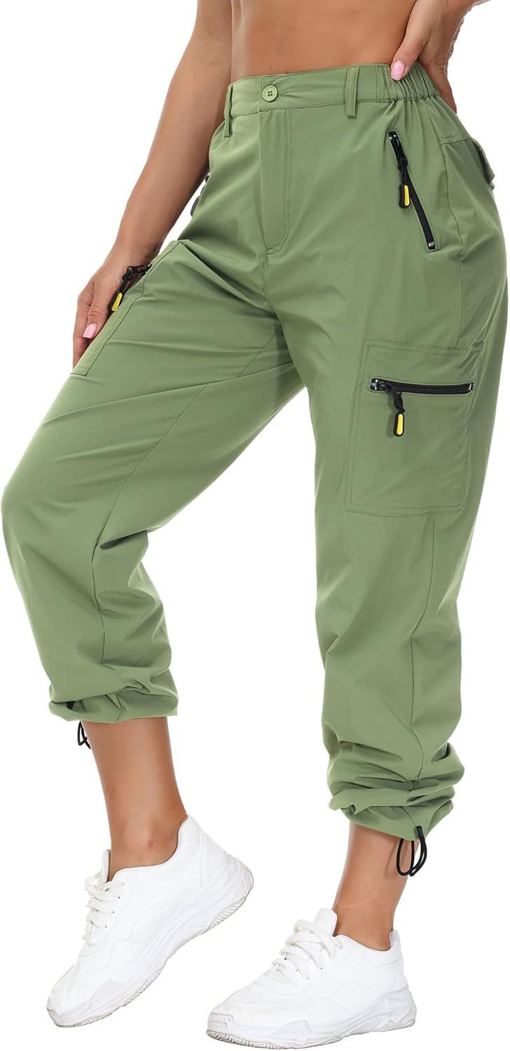 VVK Women's Hiking Cargo Pants Lightweight Quick Dry Outdoor Athletic Pants Camping Climbing Golf Zipper Pockets