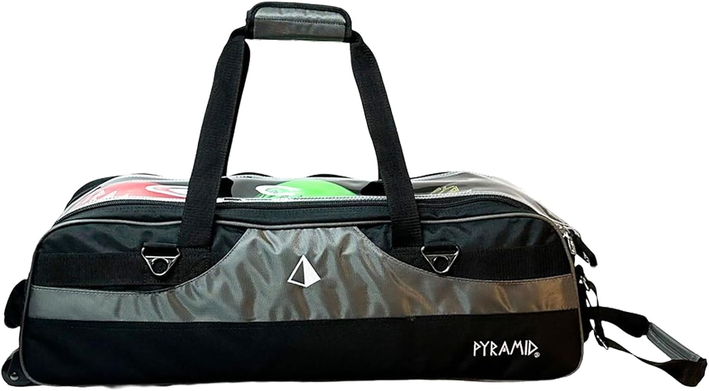 Pyramid Path Slim Triple Tote Roller Bowling Bag (No Shoe Pocket) With Large Side Accessory Pockets - Lightweight and Designed for Travel