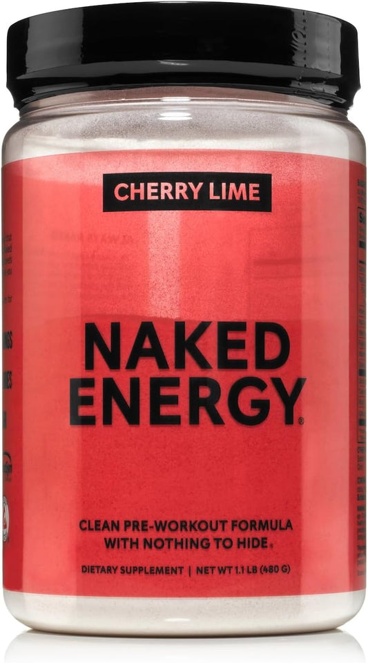 NAKED Cherry Lime Energy - Clean Pre Workout Supplement for Men and Women, Vegan Friendly, No Added Sweeteners, Colors Or Flavors - 30 Servings