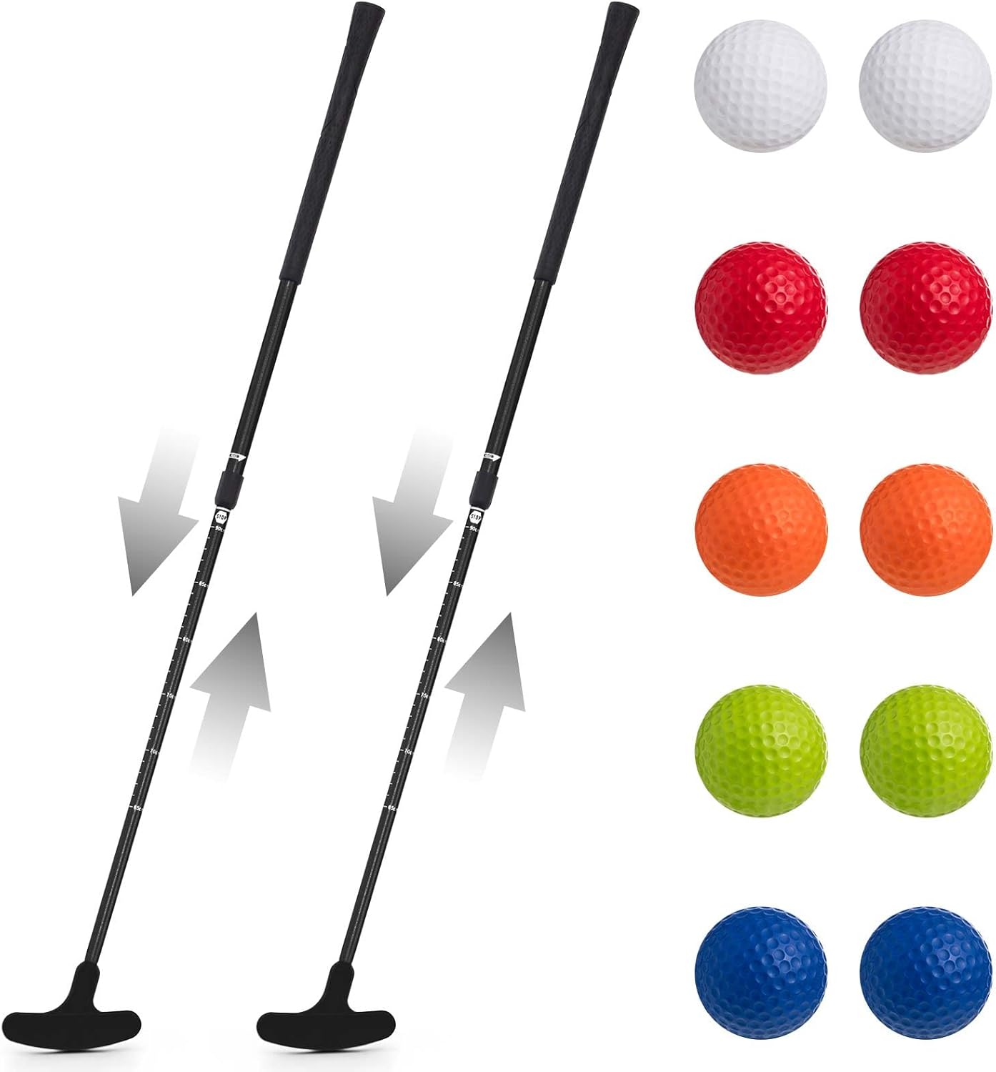 Lenwen 2 Pcs Golf Putter for Men Women Adjustable Length Two Way Putter Right or Left Handed Golfers Mini Golf Club with Practice Balls for Adults