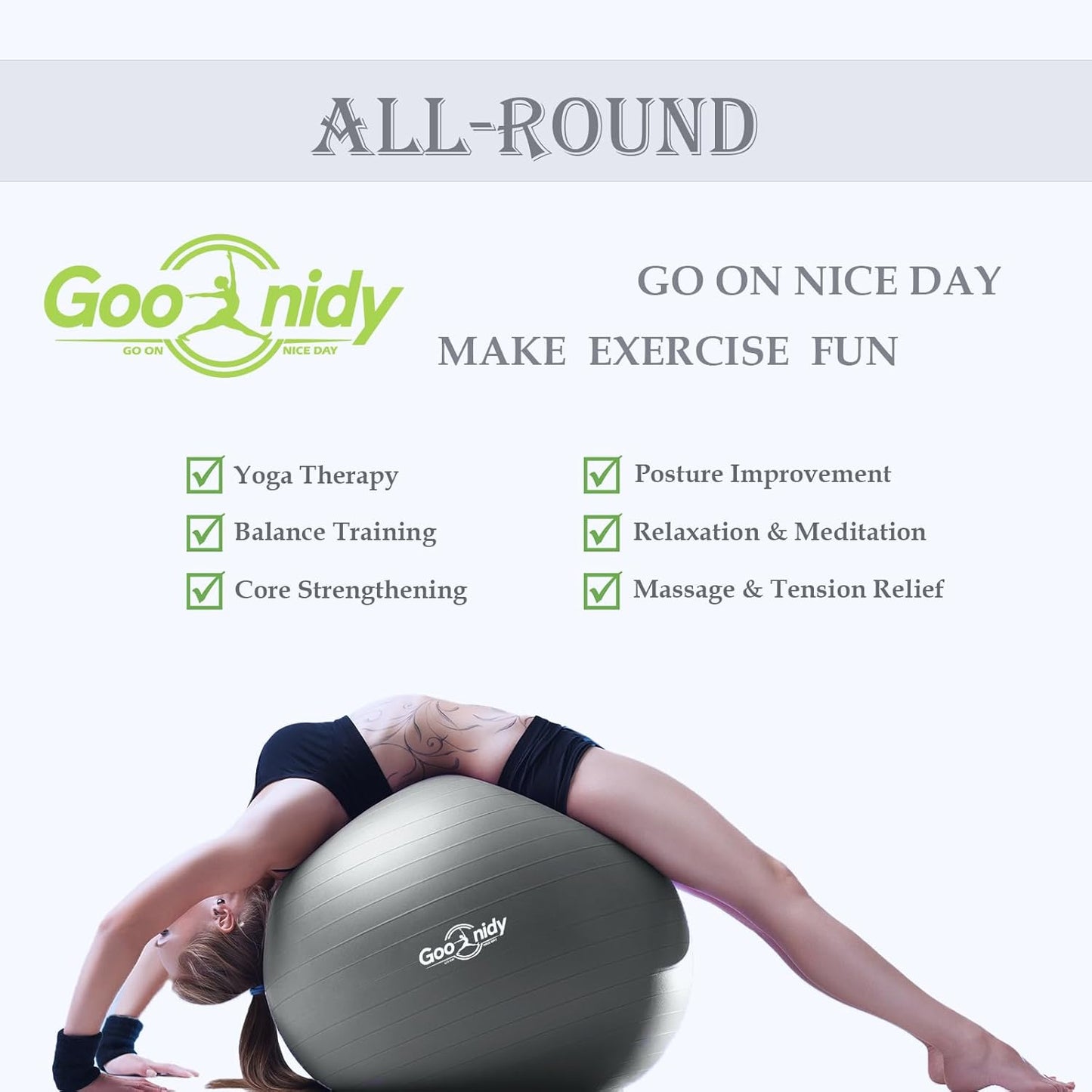 Soft Exercise ball, Anti-Burst Yoga Ball Chair Supports 2200lbs, Workout Equipment w/ Pump for Women Pregnancy, Medicine, Birthing, Physical Therapy, Stability, Excersing, Birth, Swiss, Fitness, Gym