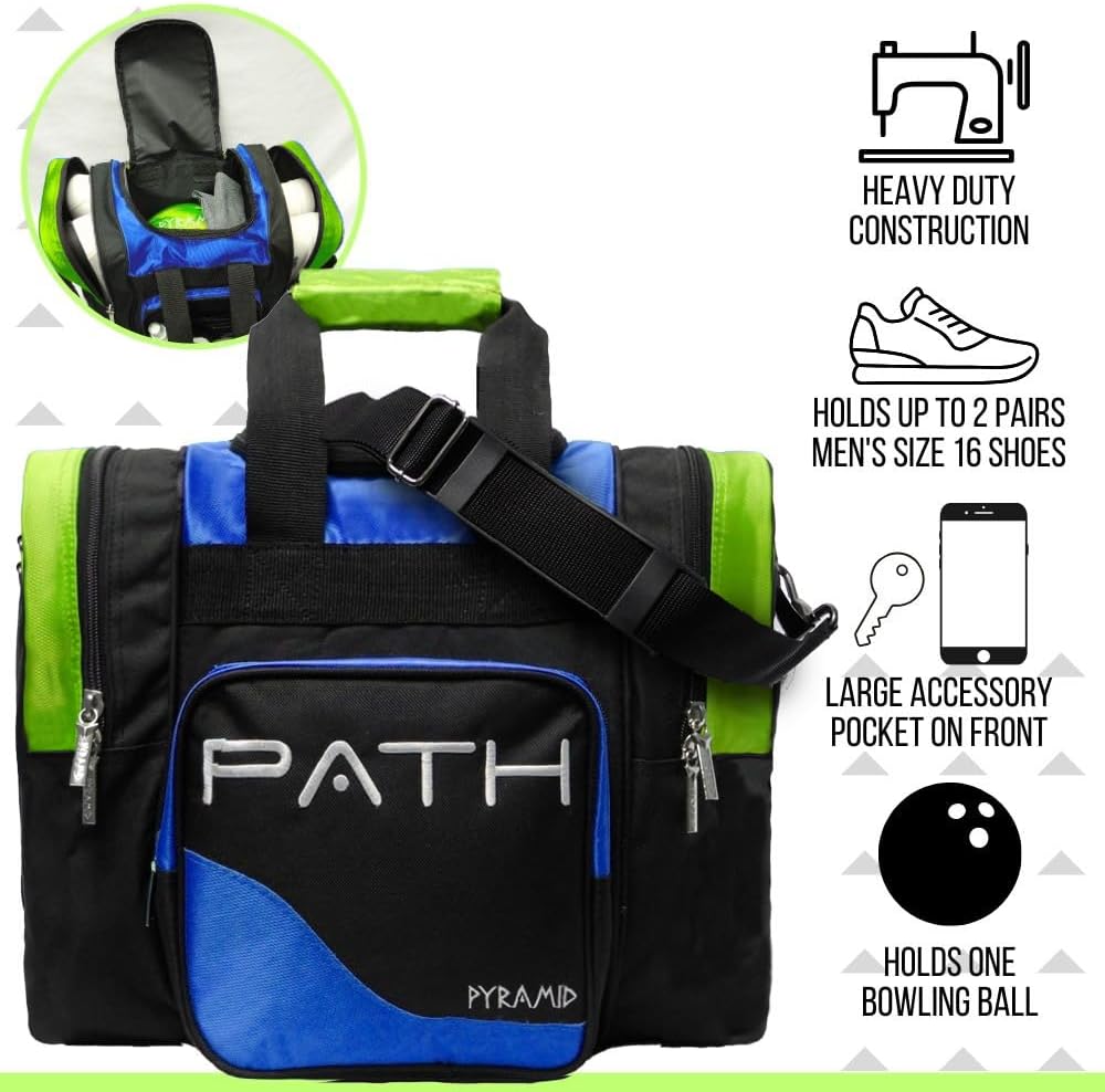 Pyramid Path Pro Deluxe Single Bowling Ball Tote - Holds One Ball, One Pair Shoes Up to Mens 15